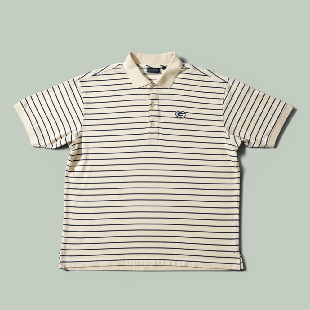 Bobby‎ Jones Polo Shirt Mens Large Yellow Striped Good Green Bay Packers G Logo
